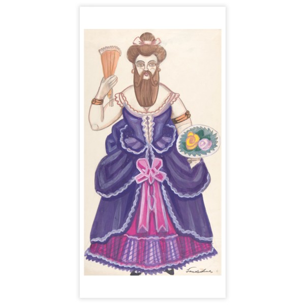 Postcard Din lang . BEARDED LADY . edited by muse
